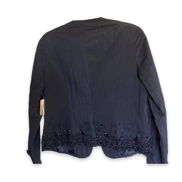 NWT Coldwater Creek Women's Bead Embellished Peplum Jacket in Black Size 14 - Picture 2 of 7